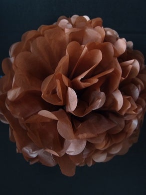 EZ-Fluff 12 inch Brown Tissue Paper Pom Poms Flowers Balls, Decorations (4 Pack)